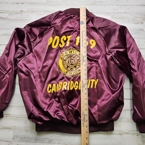 Vintage WESTARK Satin Bomber Jacket Lined American Legion Post Cambridge City LG - Picture 6 of 10